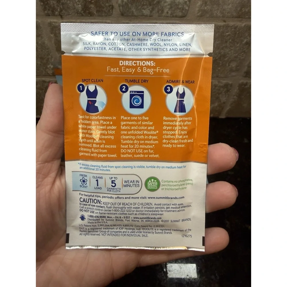 NOS Woolite At Home Dry Cleaner 6 Cloths Stain Wipes Discontinued